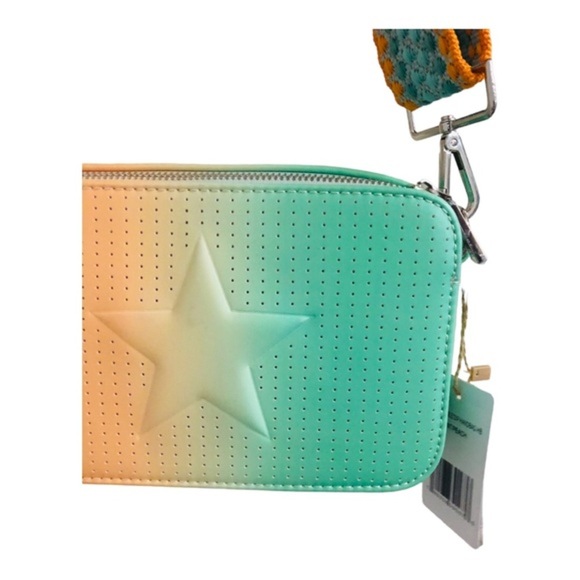 Vintage Havana perforated peach ombre   crochet adjustable strap crossbody bag‎ - Picture 4 of 15